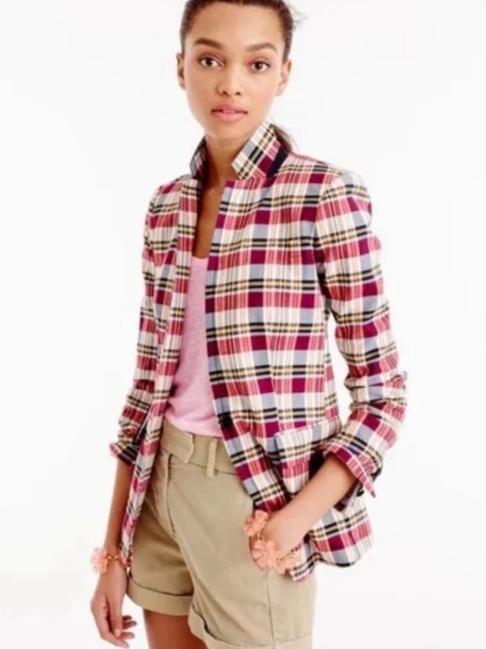 J CREW Women’s Blazer Plaid Regent Blazer Madras Plaid Size 2